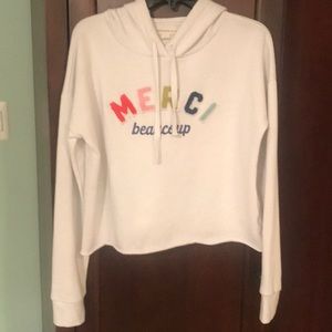 Aeropostale White Hoodie with Multicolor Merci Print